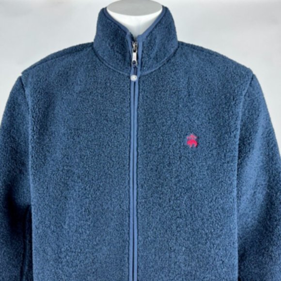 Brooks Brothers Sherpa Fleece Jacket Mens XL EUC Pocket Long Sleeve FullZip Navy - Picture 7 of 14